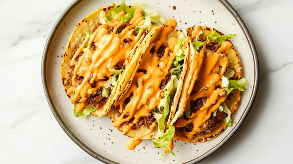 Homemade Cheesy Gordita Crunch served on a plate with fresh toppings.