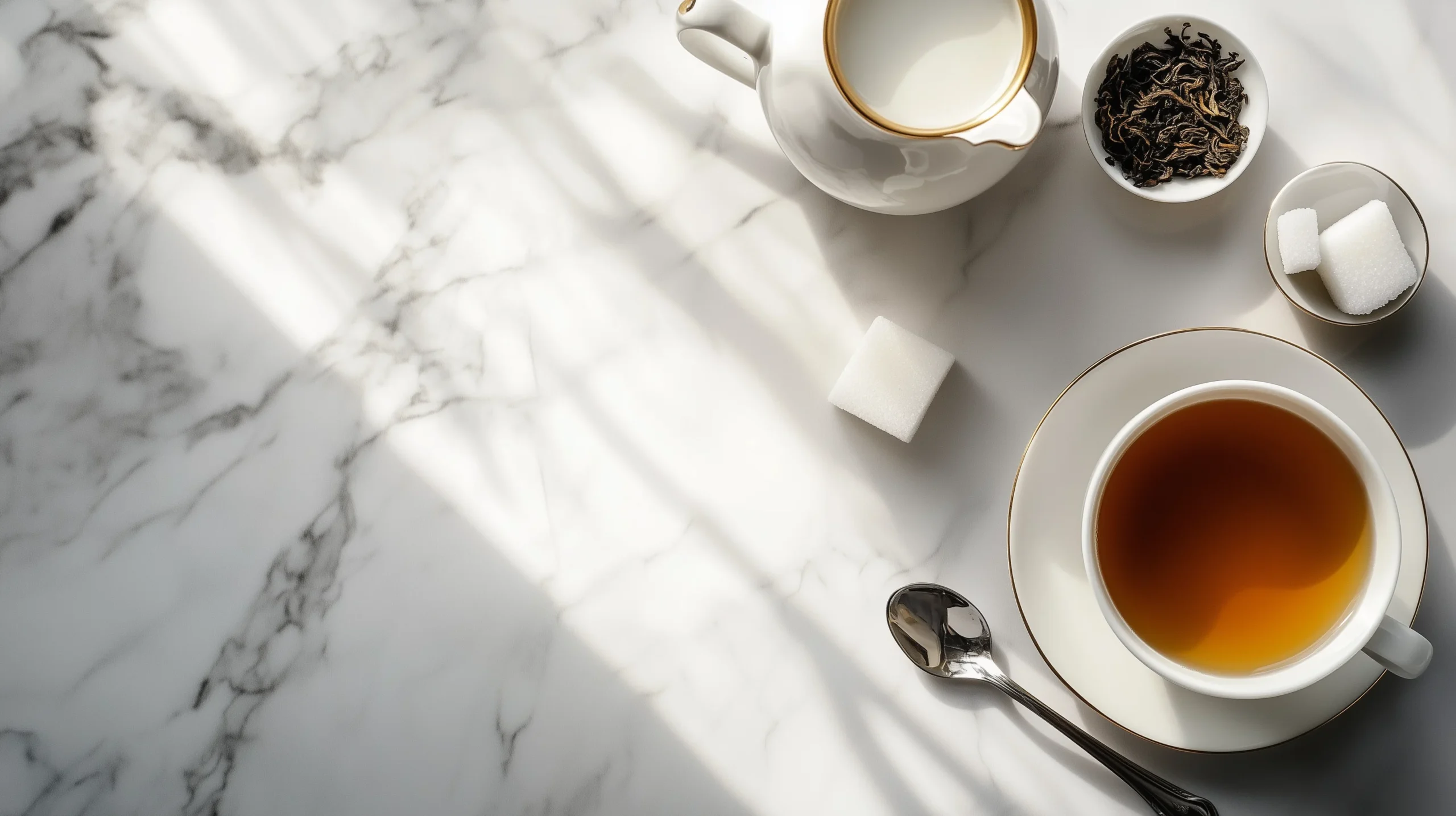 A cozy teapot and cup of British breakfast tea