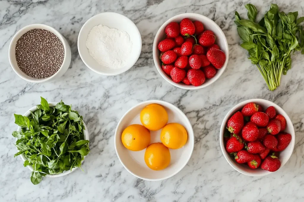 Colorful ingredients on a kitchen countertop for toddler breakfast recipes.