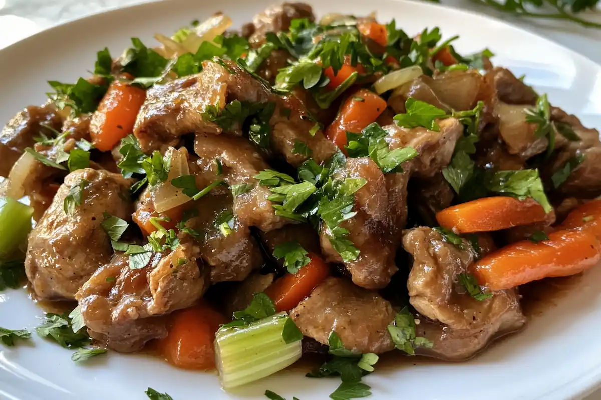 A plate of chicken necks recipes garnished with herbs