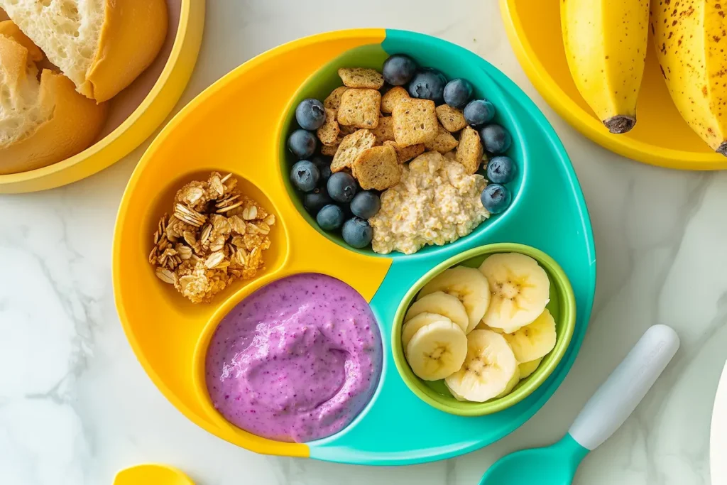 Neatly plated toddler breakfast