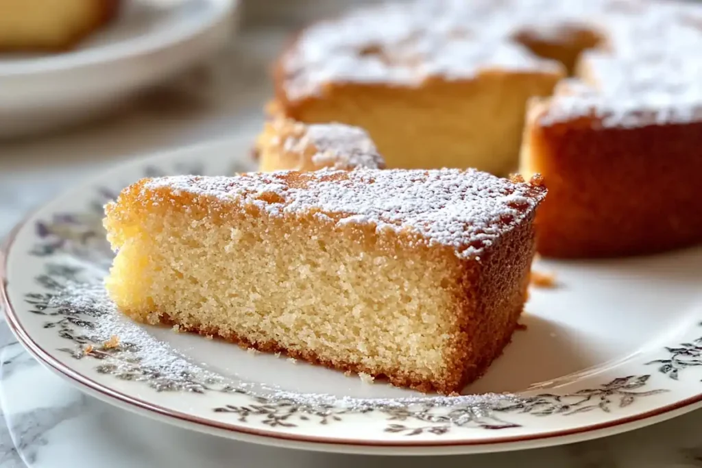 Slices of Russian Honey Cake served on a pretty plate.