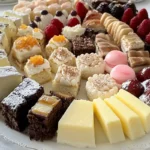 A delightful spread of assorted Russian desserts on a wooden table.